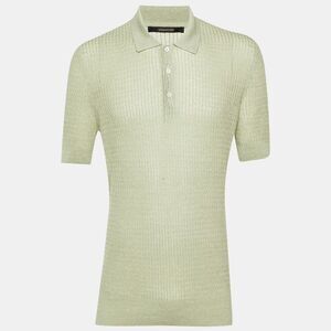 Tagliatore Green Melange Wavy Knit Polo T-Shirt L